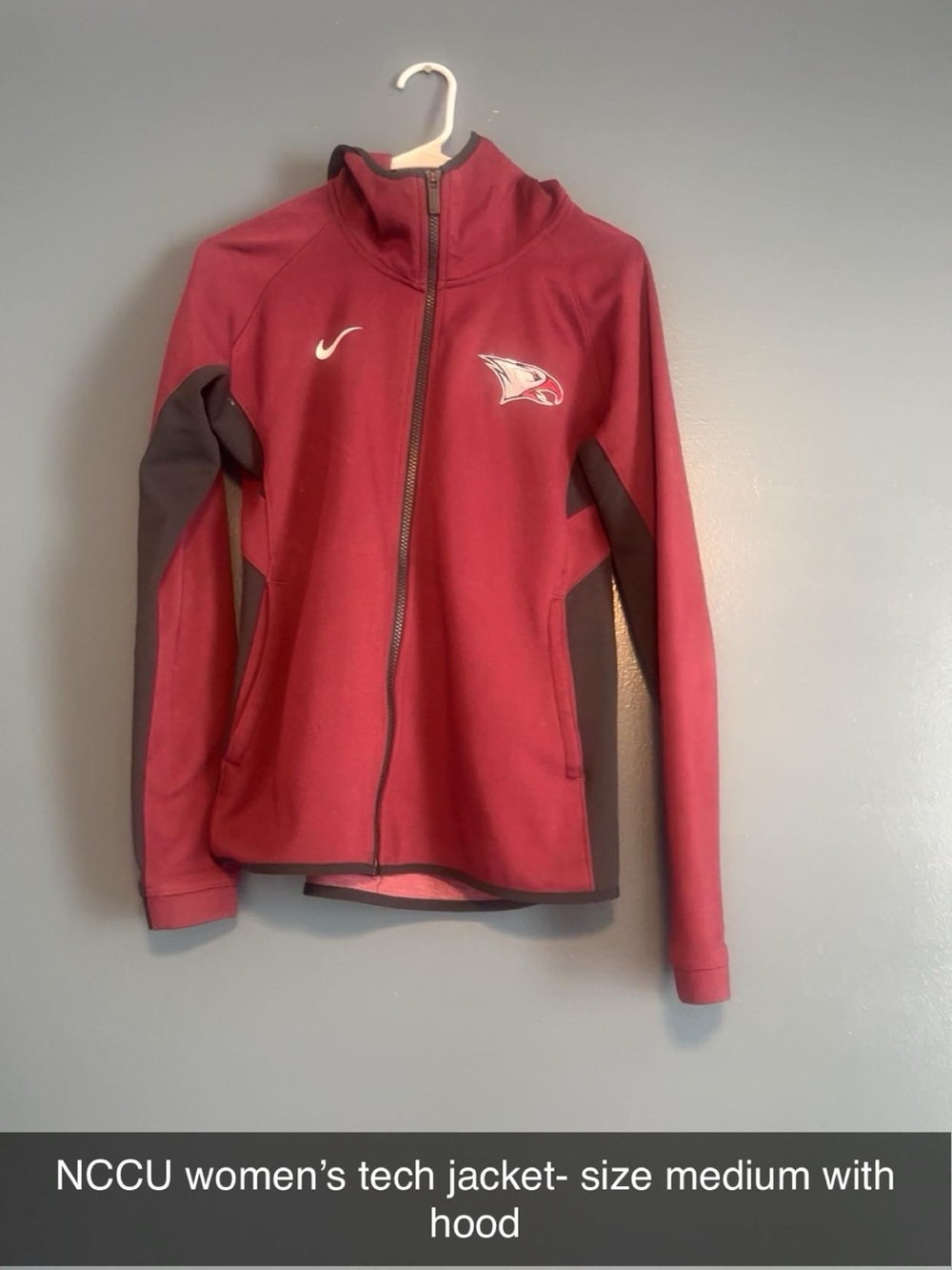 Nike Women's Maroon and Dark Gray Full-Zip Tech Jacket with Hood